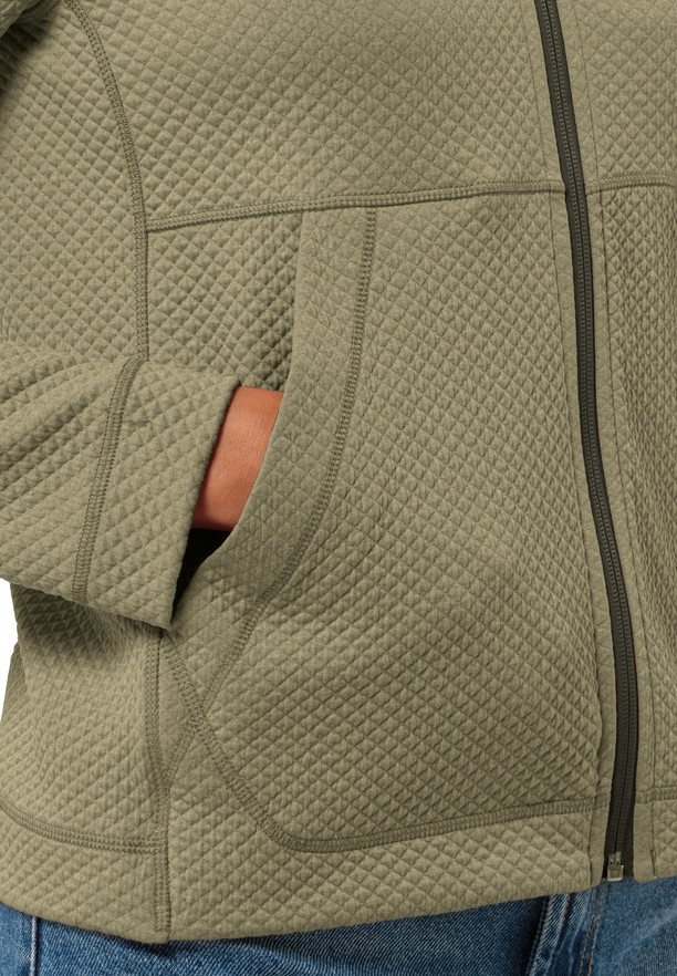 Olive Women Jack Wolfskin Fernweh Hooded Fleece Jackets | 19142454