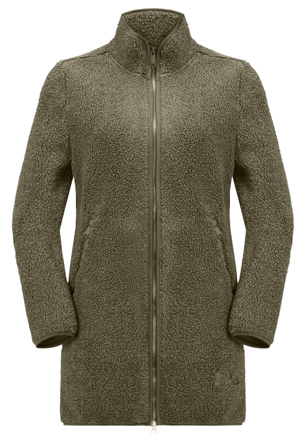 Olive Women Jack Wolfskin High Curl Coats | 65523895