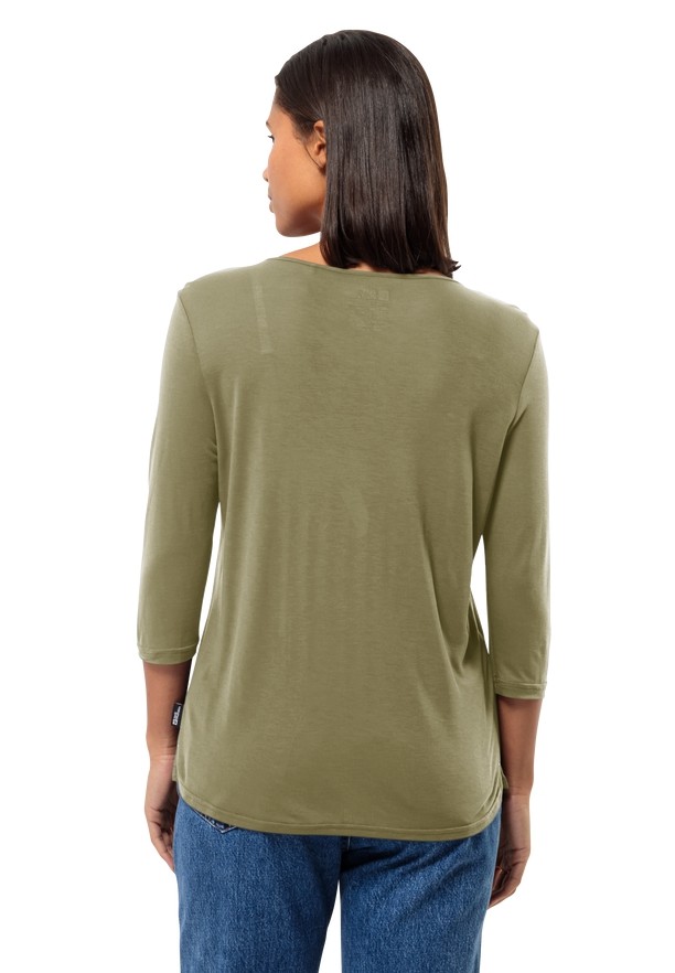 Olive Women Jack Wolfskin Mola 3/4 T Shirts | 15533574