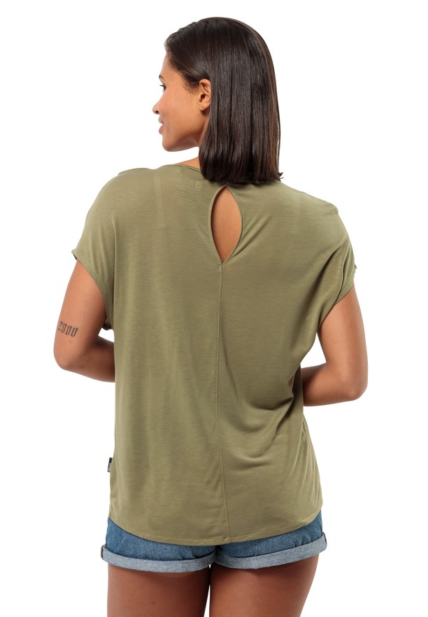 Olive Women Jack Wolfskin Mola T Shirts | 31665907