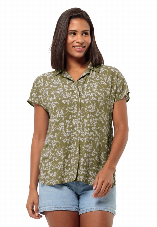 Olive Women Jack Wolfskin Sommerwiese Shirts | 39969087