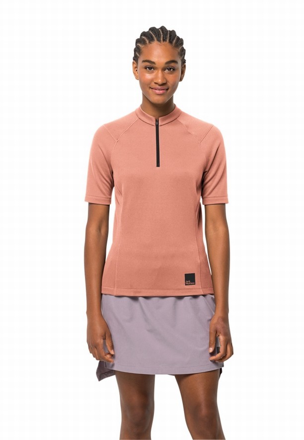 Pink Women Jack Wolfskin Bike Commute Hz T Shirts | 86332327
