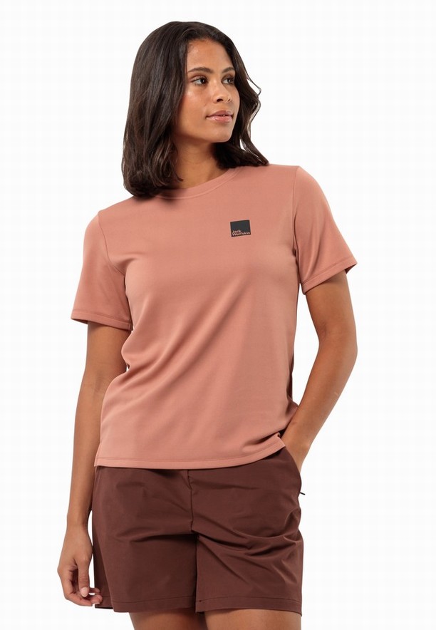 Pink Women Jack Wolfskin Bike Commute T Shirts | 15284431