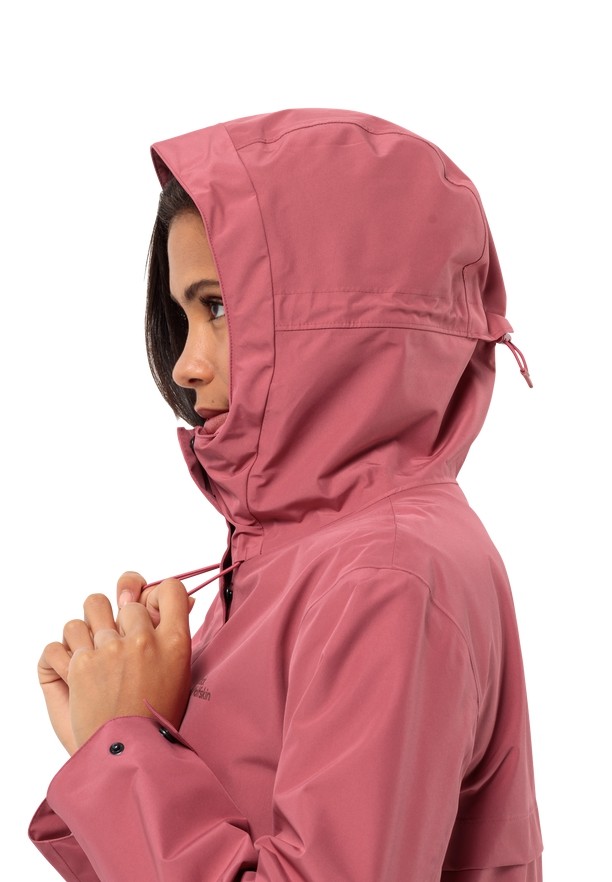Pink Women Jack Wolfskin Cape West Rain Coats | 34927334