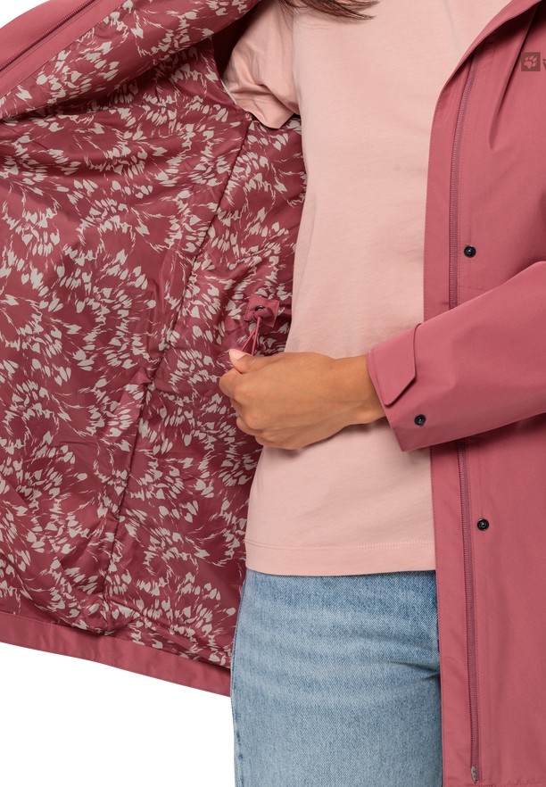 Pink Women Jack Wolfskin Cape West Rain Coats | 34927334