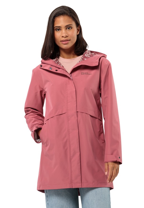 Pink Women Jack Wolfskin Cape West Rain Coats | 34927334