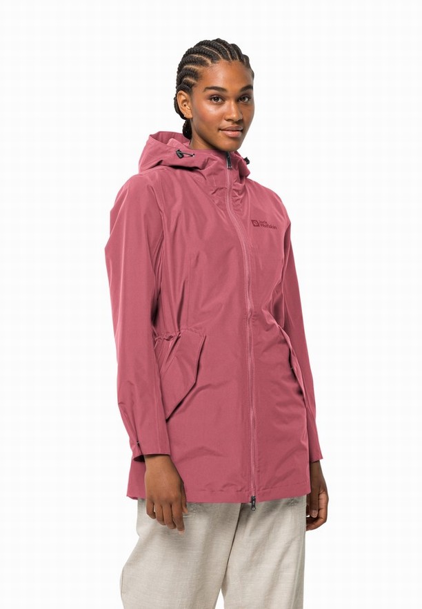 Pink Women Jack Wolfskin Dakar Rain Coats | 53835189