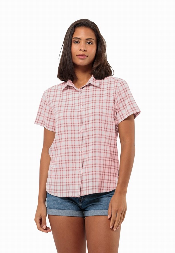 Pink Women Jack Wolfskin Febla Shirts | 85613690