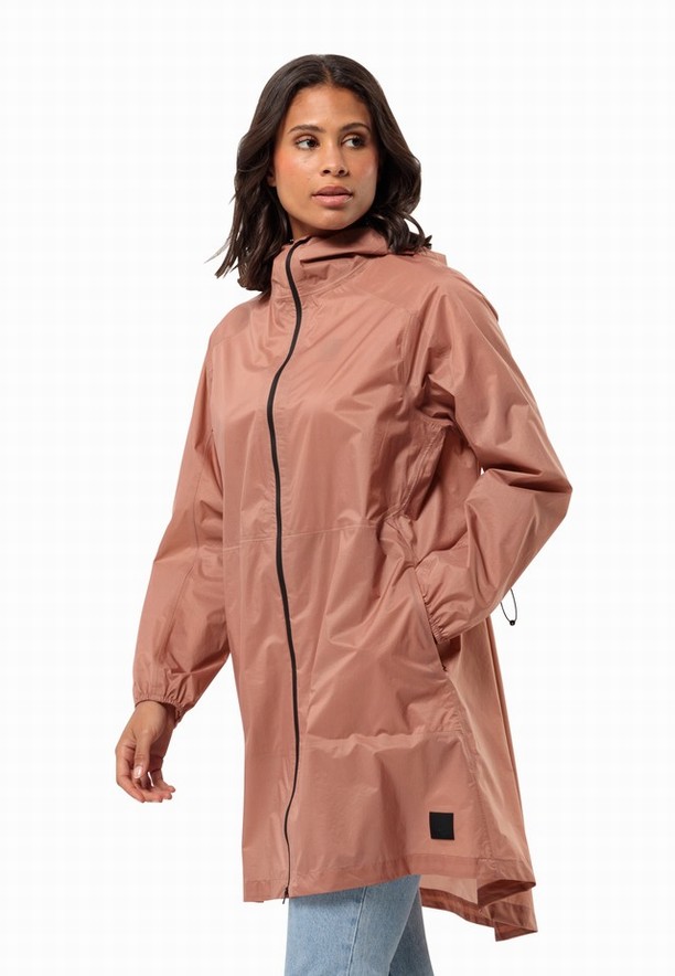 Pink Women Jack Wolfskin Gutleut Rain Coats | 35201908