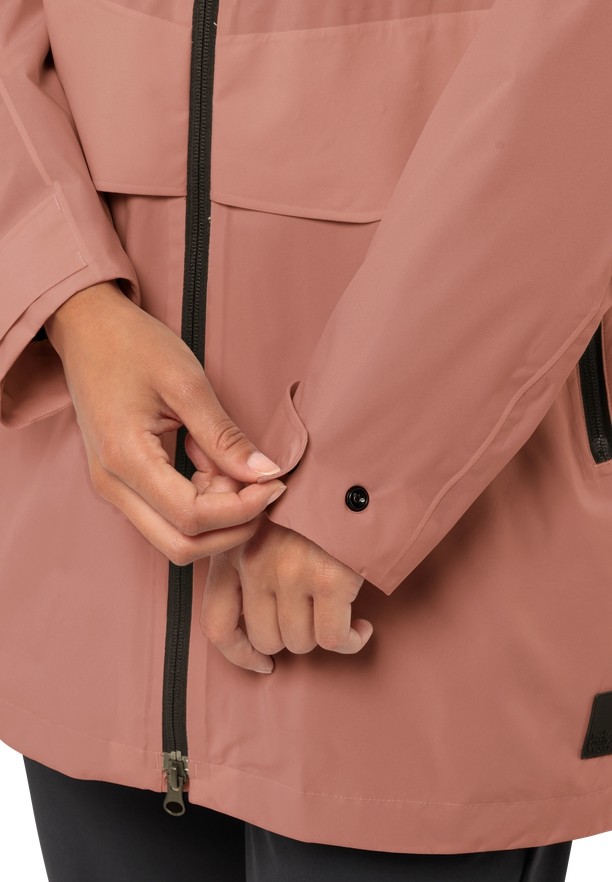 Pink Women Jack Wolfskin Mainkai Long Rain Jackets | 96346289