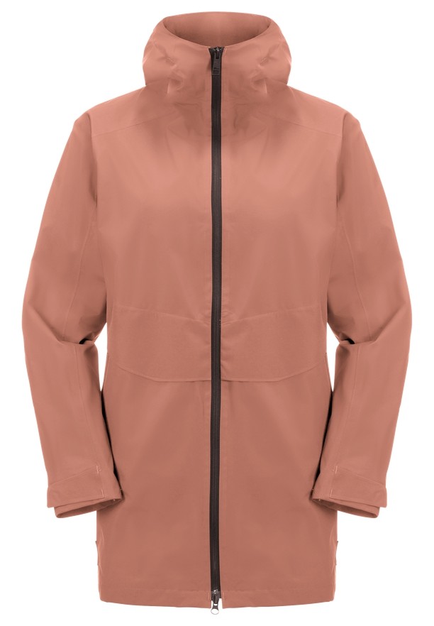 Pink Women Jack Wolfskin Mainkai Long Rain Jackets | 96346289
