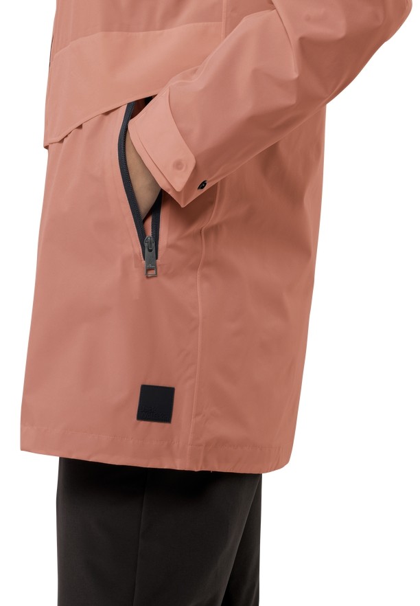 Pink Women Jack Wolfskin Mainkai Long Rain Jackets | 96346289