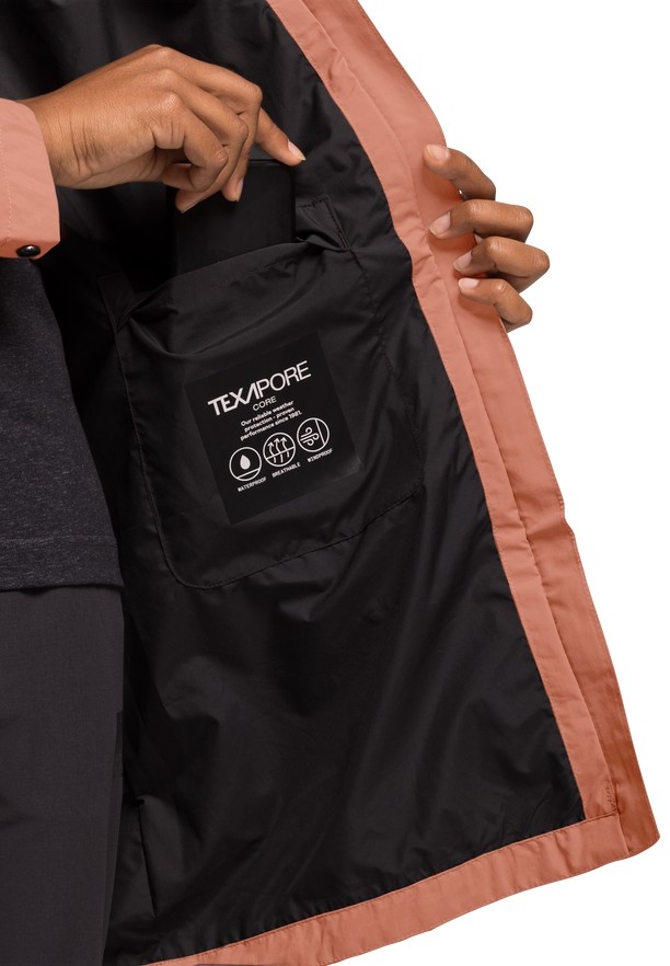 Pink Women Jack Wolfskin Norden Port Raincoat | 46632051