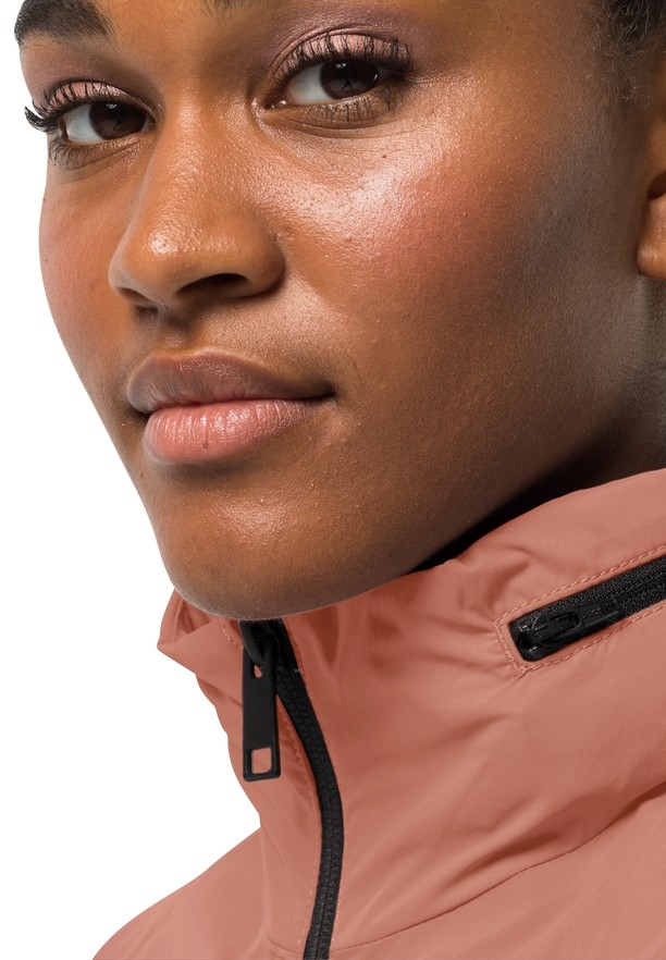 Pink Women Jack Wolfskin Norden Port Raincoat | 46632051