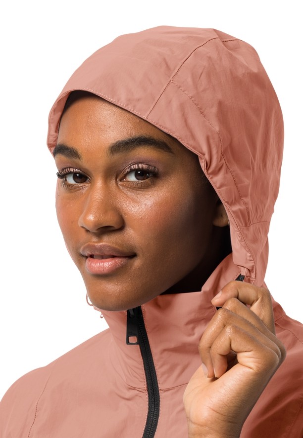 Pink Women Jack Wolfskin Norden Port Raincoat | 46632051
