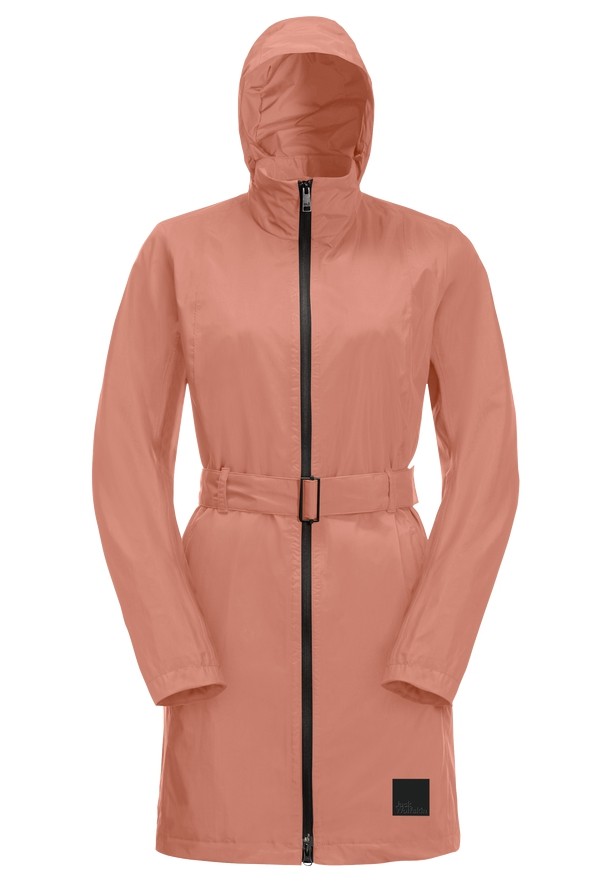 Pink Women Jack Wolfskin Norden Port Raincoat | 46632051