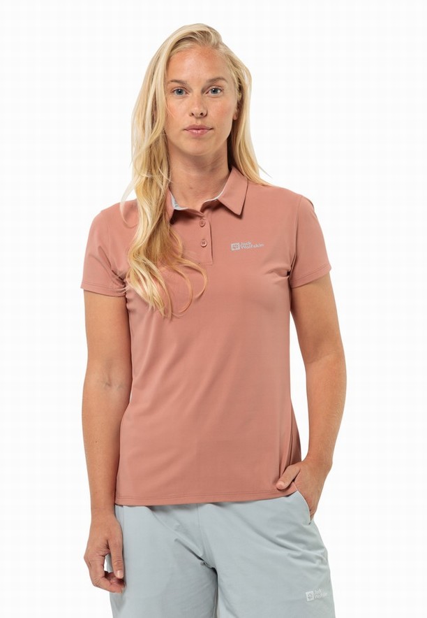 Pink Women Jack Wolfskin Prelight Trail Polo Shirts | 73582802