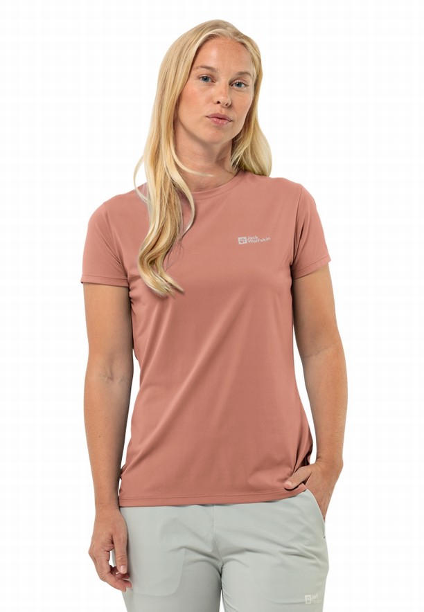 Pink Women Jack Wolfskin Prelightrail T Shirts | 71545103