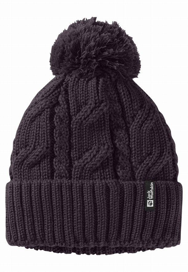 Purple Men Jack Wolfskin Pompom Beanie | 31377643
