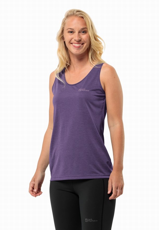 Purple Women Jack Wolfskin Crosstrail Tank Top | 82225953
