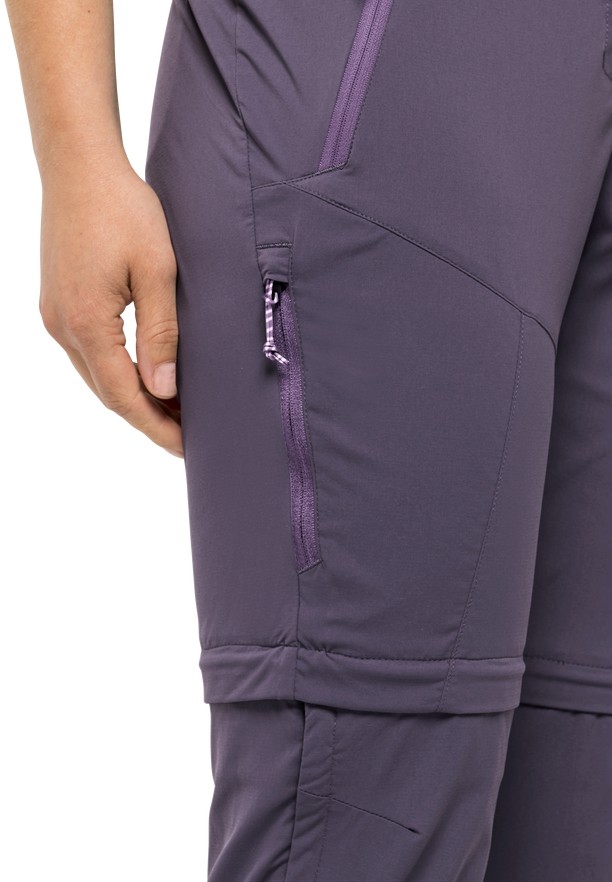 Purple Women Jack Wolfskin Glastal Zip Away Hiking Pants | 37005562