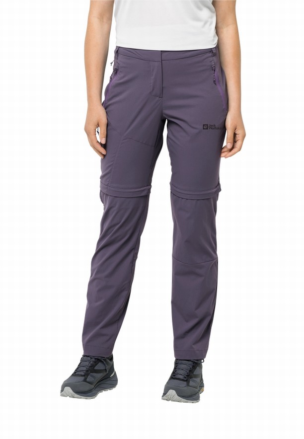 Purple Women Jack Wolfskin Glastal Zip Away Hiking Pants | 37005562