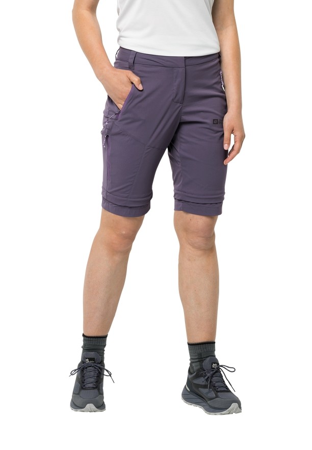 Purple Women Jack Wolfskin Glastal Zip Away Hiking Pants | 37005562