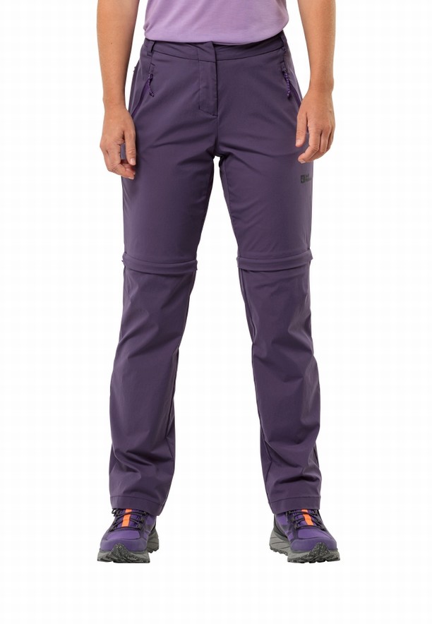 Purple Women Jack Wolfskin Glastal Zip Off Hiking Pants | 36721688
