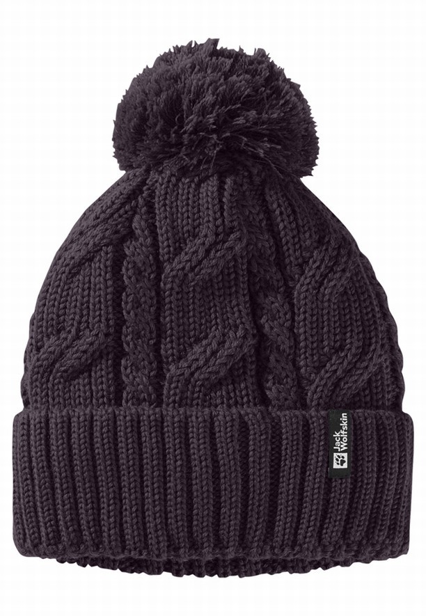 Purple Women Jack Wolfskin Pompom Beanie | 26035487