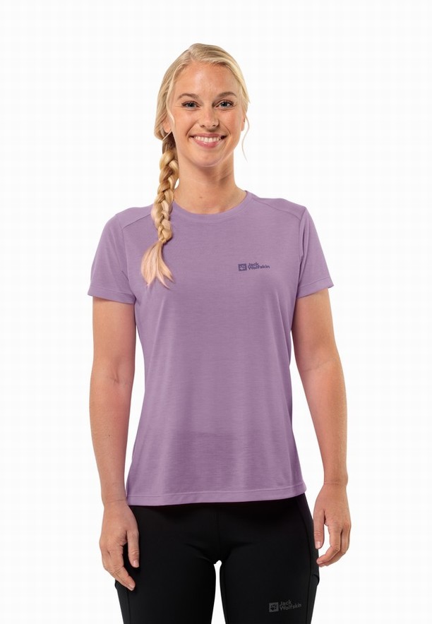 Purple Women Jack Wolfskin Vonnan S/s T Shirts | 30962778