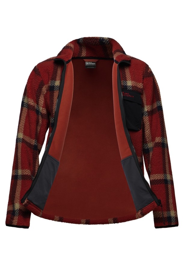 Red Men Jack Wolfskin Felslicht Check Fleece Jackets | 38334633