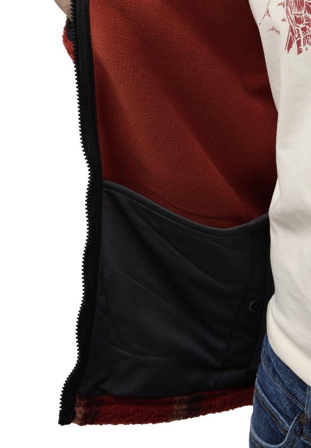 Red Men Jack Wolfskin Felslicht Check Fleece Jackets | 38334633