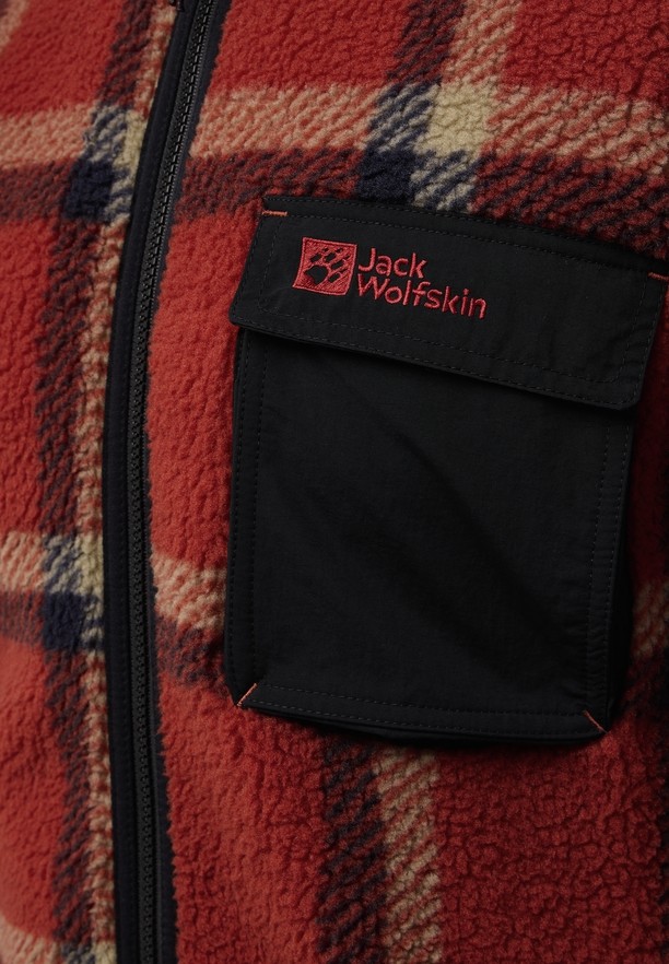 Red Men Jack Wolfskin Felslicht Check Fleece Jackets | 38334633