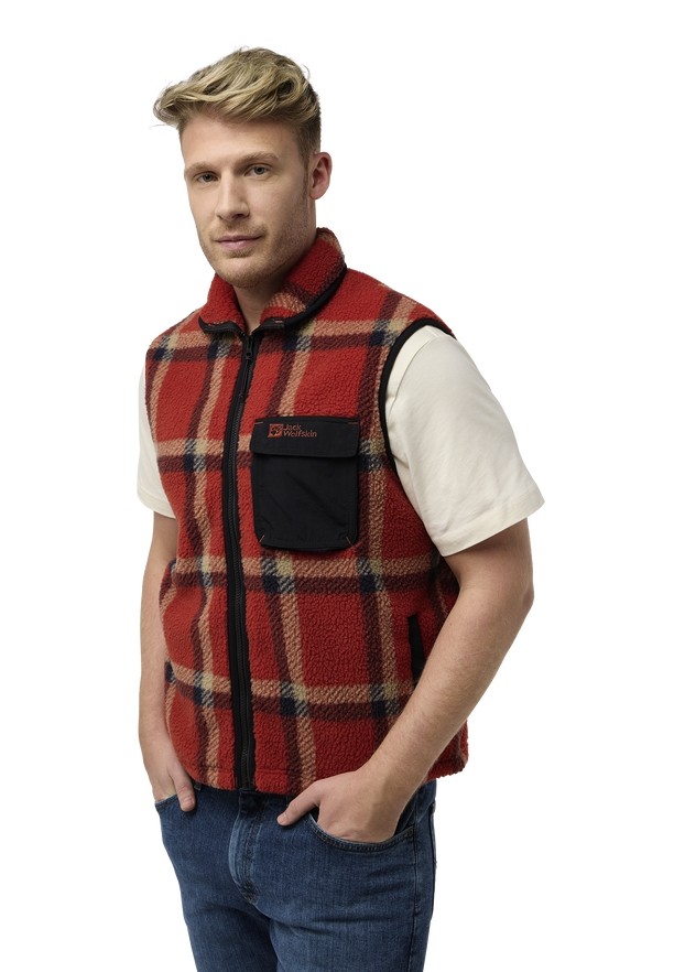 Red Men Jack Wolfskin Felslicht Check Vest | 16404292