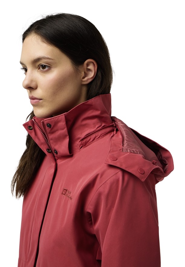 Red Women Jack Wolfskin Baylight 3in1 Coats | 41534510