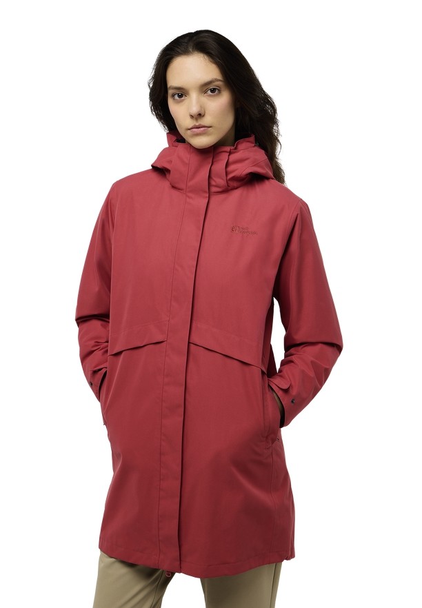 Red Women Jack Wolfskin Baylight 3in1 Coats | 41534510