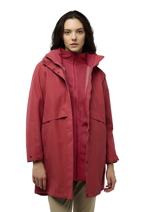 Red Women Jack Wolfskin Baylight 3in1 Coats | 41534510
