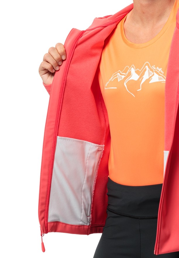 Red Women Jack Wolfskin Bornberg Hoody Softshell Jackets | 29530985