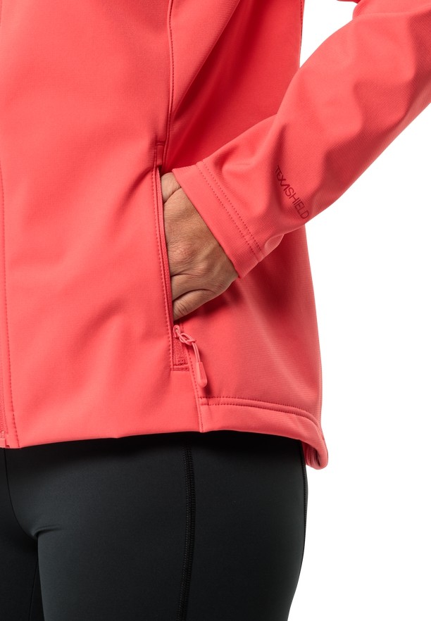 Red Women Jack Wolfskin Bornberg Hoody Softshell Jackets | 29530985