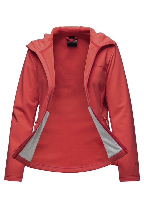 Red Women Jack Wolfskin Bornberg Hoody Softshell Jackets | 29530985