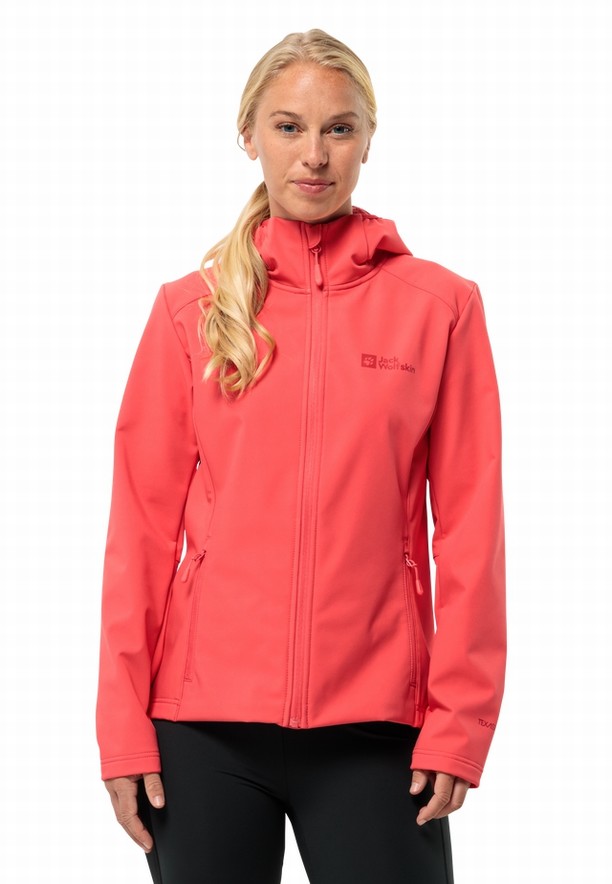 Red Women Jack Wolfskin Bornberg Hoody Softshell Jackets | 29530985