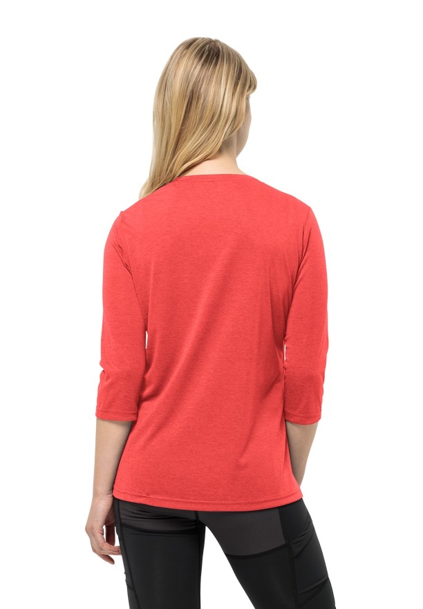 Red Women Jack Wolfskin Crosstrail 3/4 T Shirts | 38282414