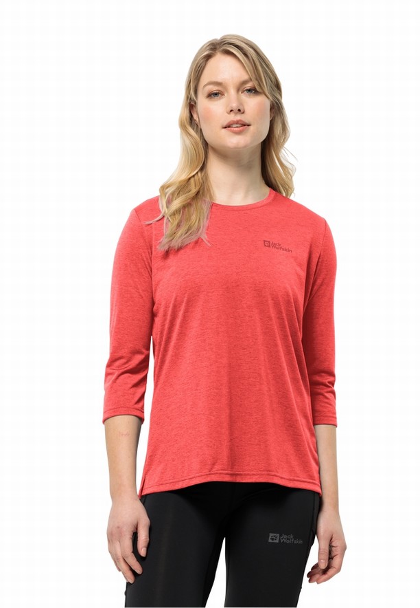 Red Women Jack Wolfskin Crosstrail 3/4 T Shirts | 38282414