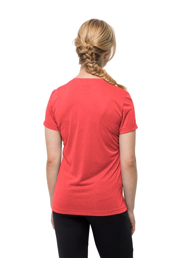 Red Women Jack Wolfskin Crosstrail T Shirts | 49928677