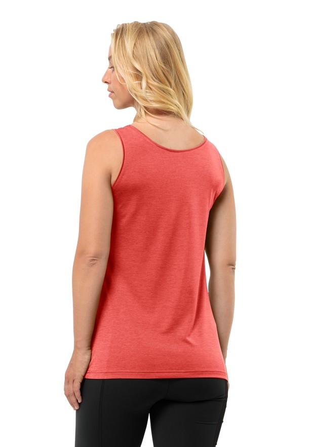 Red Women Jack Wolfskin Crosstrail Tank Top | 15470295