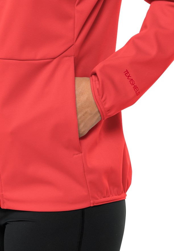 Red Women Jack Wolfskin Feldberg Hoody Softshell Jackets | 53776977