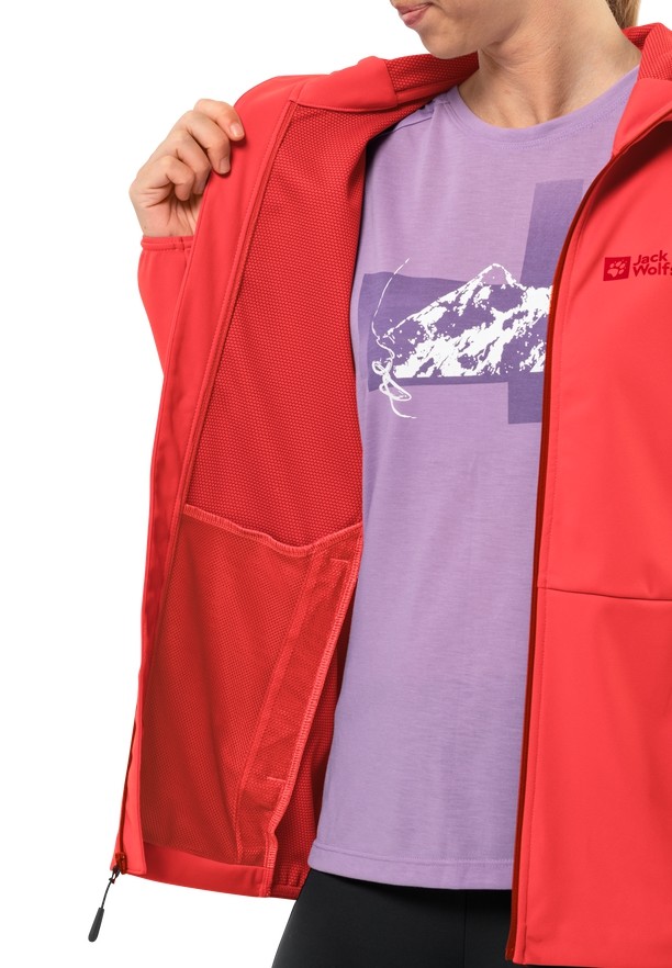 Red Women Jack Wolfskin Feldberg Hoody Softshell Jackets | 53776977