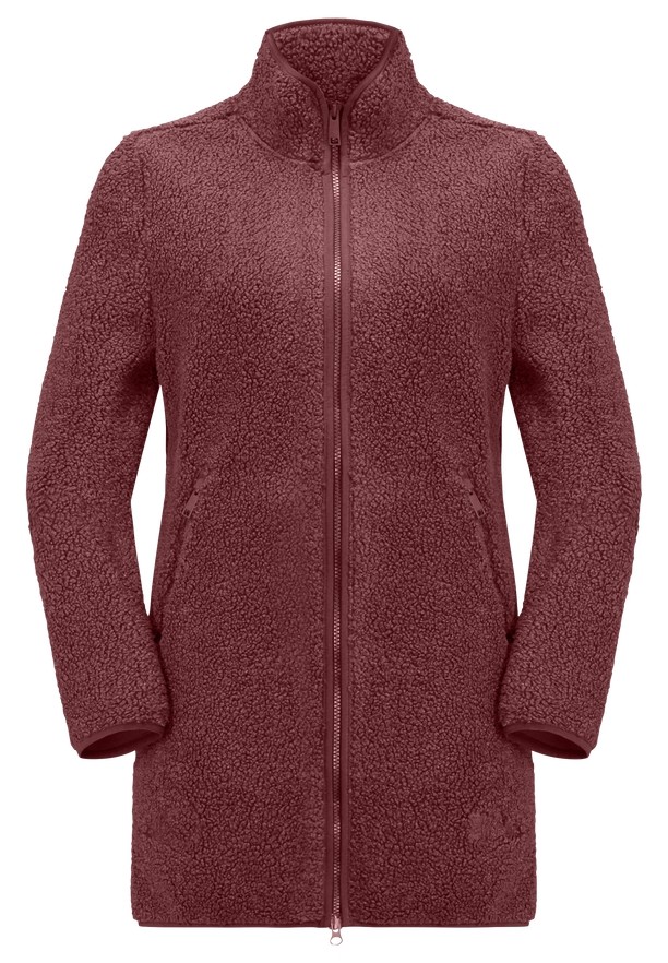 Red Women Jack Wolfskin High Curl Coats | 40665885