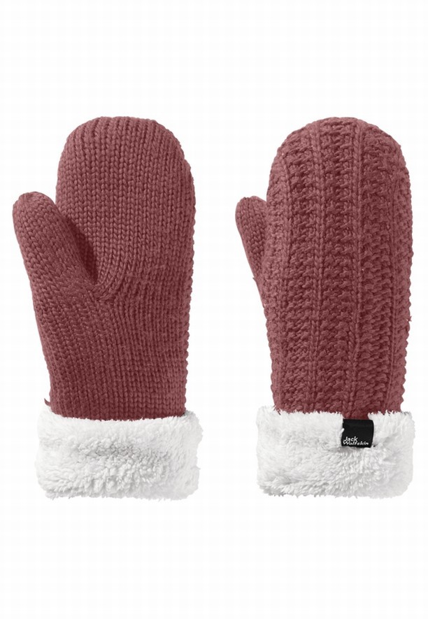 Red Women Jack Wolfskin Highloft Knit Mittens | 46226063