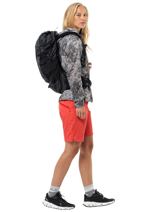 Red Women Jack Wolfskin Hiking Alpine Shorts | 21681504